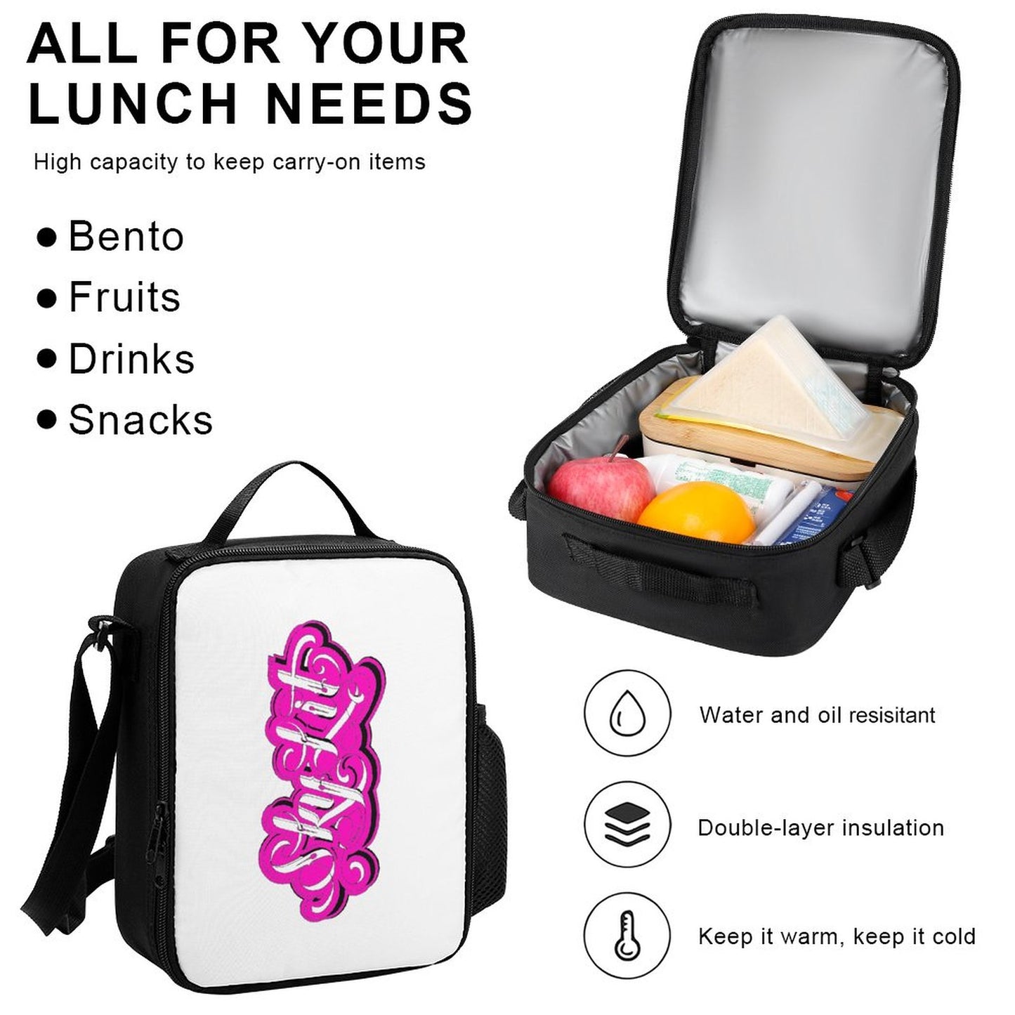 Set of 3 Skylit Bags PINK (Shoulder Bag Lunch Bag & Pencil Pouch)